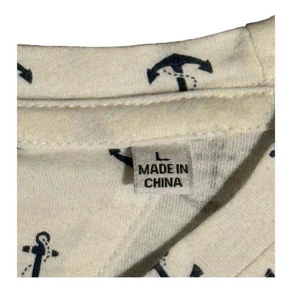 Public Art Men's Anchor Print T-Shirt White Size L Graphic Crew Neck - Picture 3 of 4